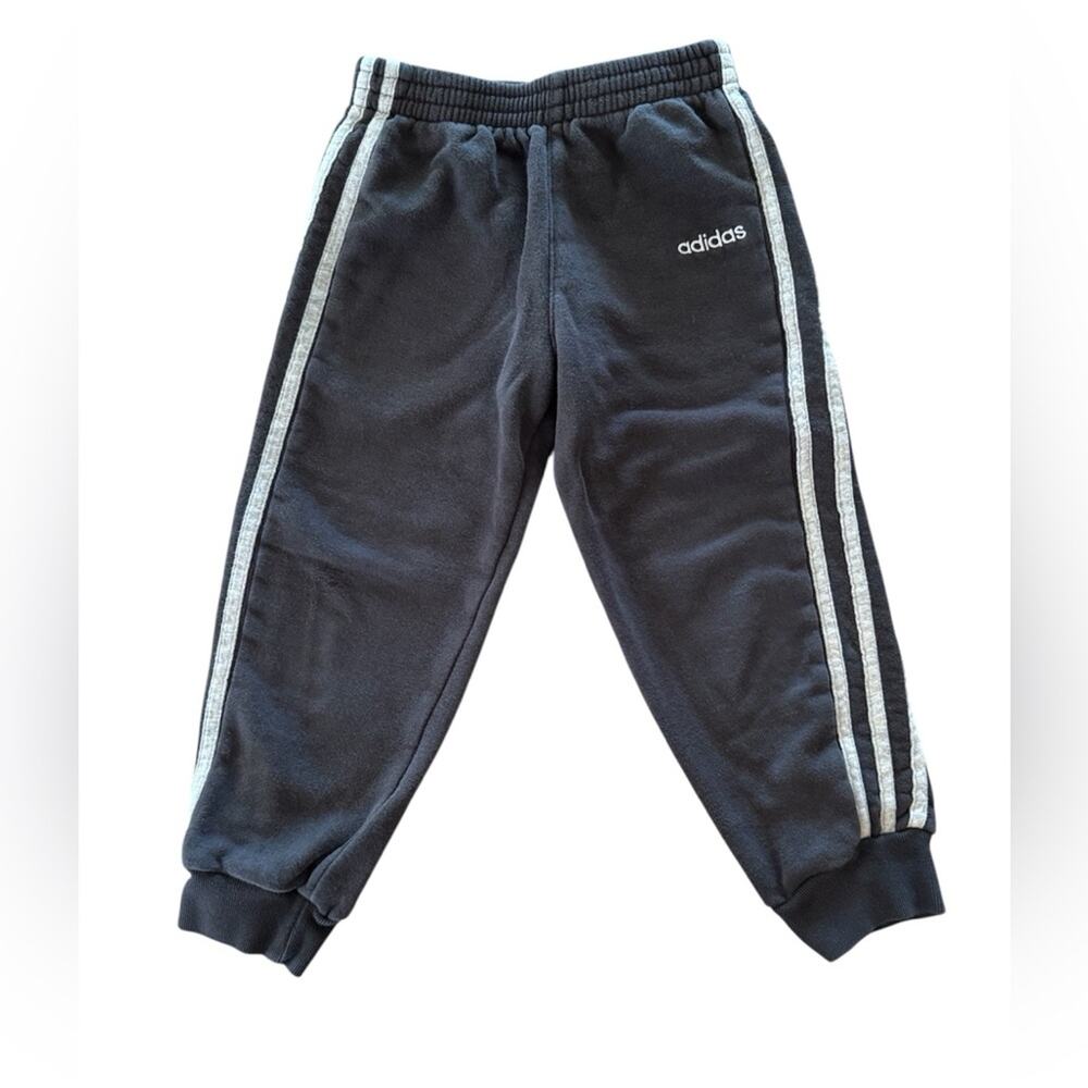 Adidas Kids Black Sweatpants with White Stripes, Size 4T